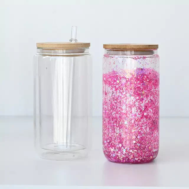 16oz SnowGlobe Glass Cup