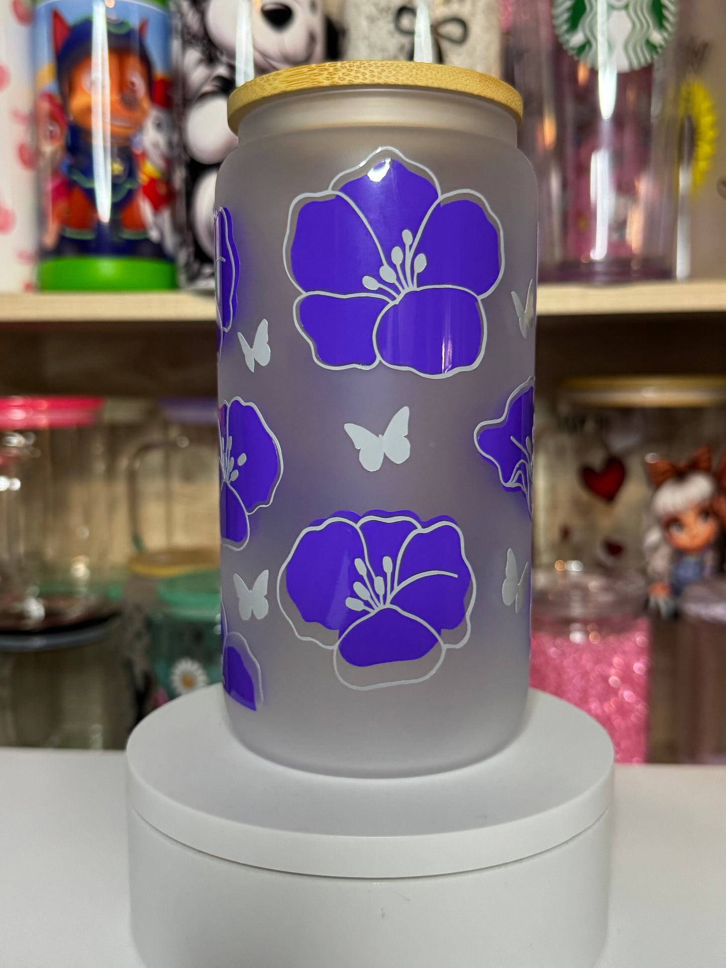Purple Flowers with Butterfly