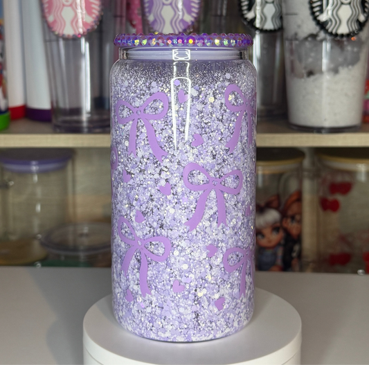 Purple bows w/ rhinestone lid